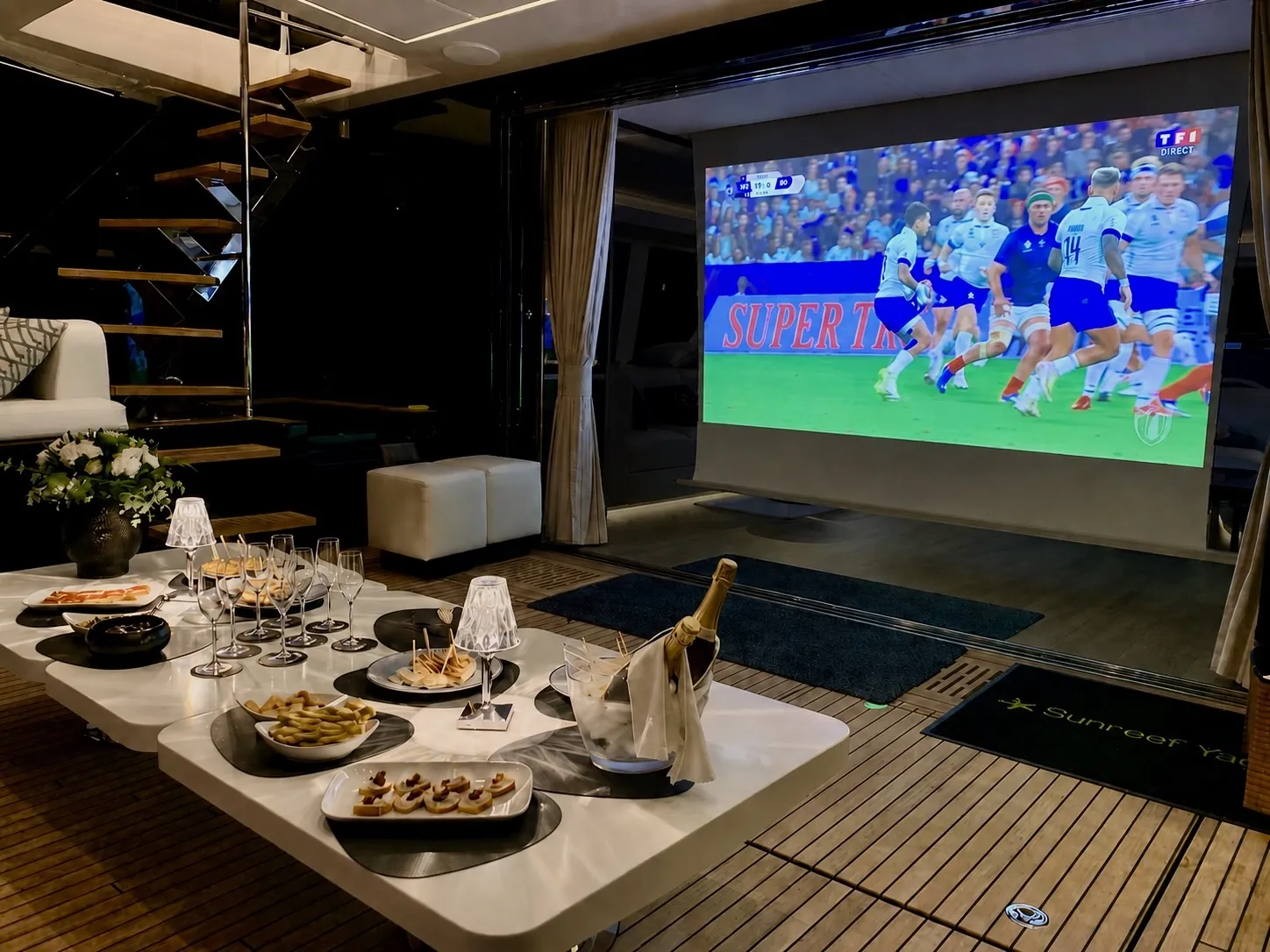One Planet’s saloon cinema with its large screen